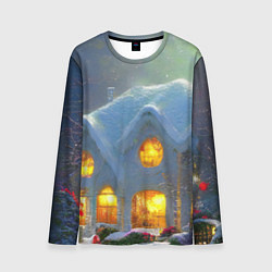 Лонгслив мужской Сказочный зимний домик, покрытый снегом, цвет: 3D-принт