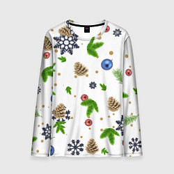 Мужской лонгслив Ёлки, шишки, новый год