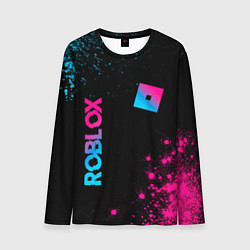 Лонгслив мужской Roblox - neon gradient: надпись, символ, цвет: 3D-принт