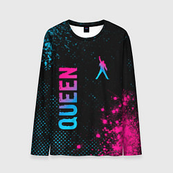 Мужской лонгслив Queen - neon gradient: надпись, символ