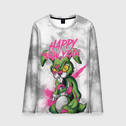 Лонгслив мужской Zombie rabbit Happy new year, цвет: 3D-принт