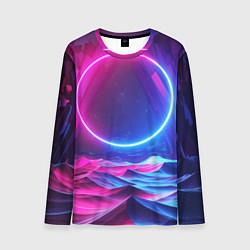 Лонгслив мужской Круг и разноцветные кристаллы - vaporwave, цвет: 3D-принт