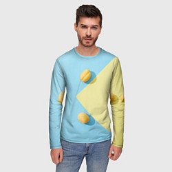 Лонгслив мужской Жёлтый и голубой цвета и абрикосы, цвет: 3D-принт — фото 2