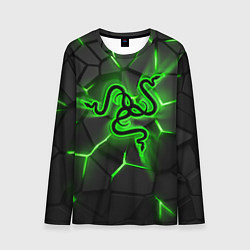 Лонгслив мужской Razer neon logo, цвет: 3D-принт