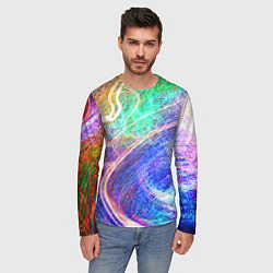 Лонгслив мужской Абстрактные разноцветные молнии, цвет: 3D-принт — фото 2