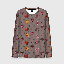 Лонгслив мужской Паттерн с татуировками в стиле олдскул, цвет: 3D-принт