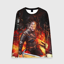 Мужской лонгслив The Witcher Геральт в огне