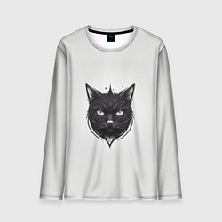 Лонгслив мужской Чёрный кошачий арт, цвет: 3D-принт