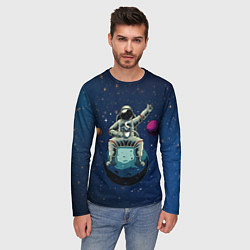 Лонгслив мужской Космонавт с кружкой, цвет: 3D-принт — фото 2