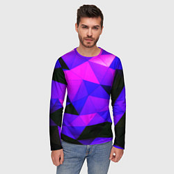 Лонгслив мужской Неоновые треугольники, цвет: 3D-принт — фото 2
