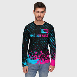 Лонгслив мужской Nine Inch Nails - neon gradient: символ сверху, цвет: 3D-принт — фото 2