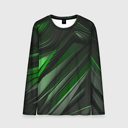 Лонгслив мужской Green black abstract, цвет: 3D-принт