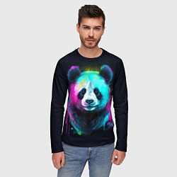 Лонгслив мужской Панда в неоновых красках, цвет: 3D-принт — фото 2