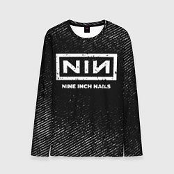 Мужской лонгслив Nine Inch Nails с потертостями на темном фоне