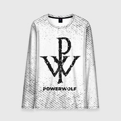 Мужской лонгслив Powerwolf с потертостями на светлом фоне