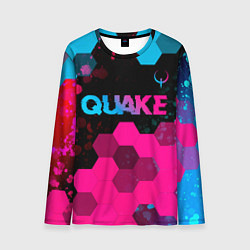 Мужской лонгслив Quake - neon gradient: символ сверху
