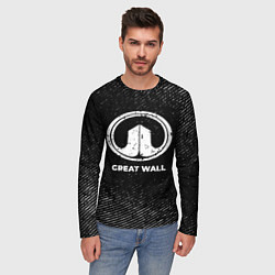 Лонгслив мужской Great Wall с потертостями на темном фоне, цвет: 3D-принт — фото 2