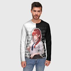 Лонгслив мужской Макима и иероглифы, цвет: 3D-принт — фото 2