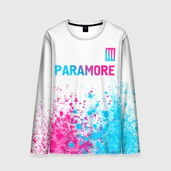 Лонгслив мужской Paramore neon gradient style: символ сверху, цвет: 3D-принт