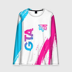 Мужской лонгслив GTA neon gradient style: надпись, символ