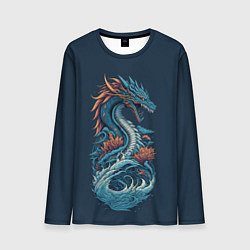 Лонгслив мужской Синий дракон от нейросети, цвет: 3D-принт