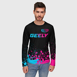 Лонгслив мужской Geely - neon gradient: символ сверху, цвет: 3D-принт — фото 2