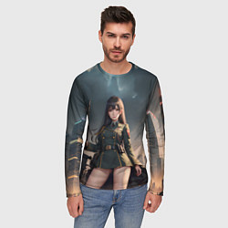 Лонгслив мужской Девушка офицер с винтовкой, цвет: 3D-принт — фото 2