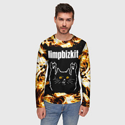 Лонгслив мужской Limp Bizkit рок кот и огонь, цвет: 3D-принт — фото 2
