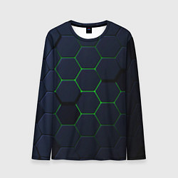 Лонгслив мужской Honeycombs green, цвет: 3D-принт