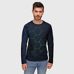 Лонгслив мужской Honeycombs green, цвет: 3D-принт — фото 2