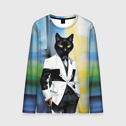 Лонгслив мужской Cat fashionista - neural network - pop art, цвет: 3D-принт
