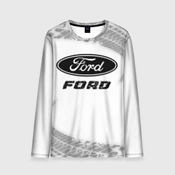 Лонгслив мужской Ford speed на светлом фоне со следами шин, цвет: 3D-принт