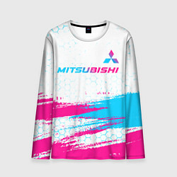 Мужской лонгслив Mitsubishi neon gradient style: символ сверху