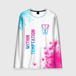 Мужской лонгслив Within Temptation neon gradient style: надпись, си