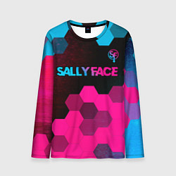 Мужской лонгслив Sally Face - neon gradient: символ сверху