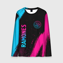 Лонгслив мужской Ramones - neon gradient: надпись, символ, цвет: 3D-принт