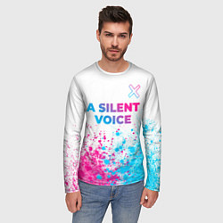Лонгслив мужской A Silent Voice neon gradient style: символ сверху, цвет: 3D-принт — фото 2