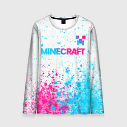 Мужской лонгслив Minecraft neon gradient style: символ сверху