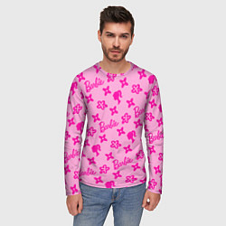 Лонгслив мужской Барби паттерн розовый, цвет: 3D-принт — фото 2
