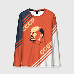 Лонгслив мужской Ленин на красном фоне, цвет: 3D-принт