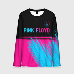 Лонгслив мужской Pink Floyd - neon gradient: символ сверху, цвет: 3D-принт
