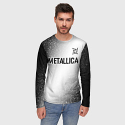 Лонгслив мужской Metallica glitch на светлом фоне: символ сверху, цвет: 3D-принт — фото 2