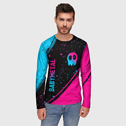 Лонгслив мужской Babymetal - neon gradient: надпись, символ, цвет: 3D-принт — фото 2