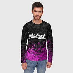 Лонгслив мужской Judas Priest rock legends: символ сверху, цвет: 3D-принт — фото 2