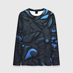 Лонгслив мужской Blue black abstract texture, цвет: 3D-принт