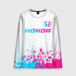 Мужской лонгслив Honda neon gradient style: символ сверху