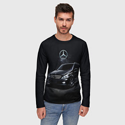 Лонгслив мужской Mercedes black, цвет: 3D-принт — фото 2