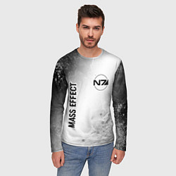Лонгслив мужской Mass Effect glitch на светлом фоне: надпись, симво, цвет: 3D-принт — фото 2