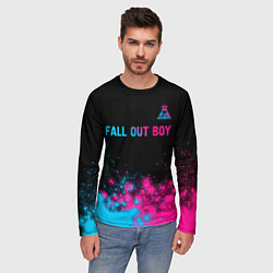 Лонгслив мужской Fall Out Boy - neon gradient: символ сверху, цвет: 3D-принт — фото 2