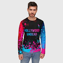 Лонгслив мужской Hollywood Undead - neon gradient: символ сверху, цвет: 3D-принт — фото 2